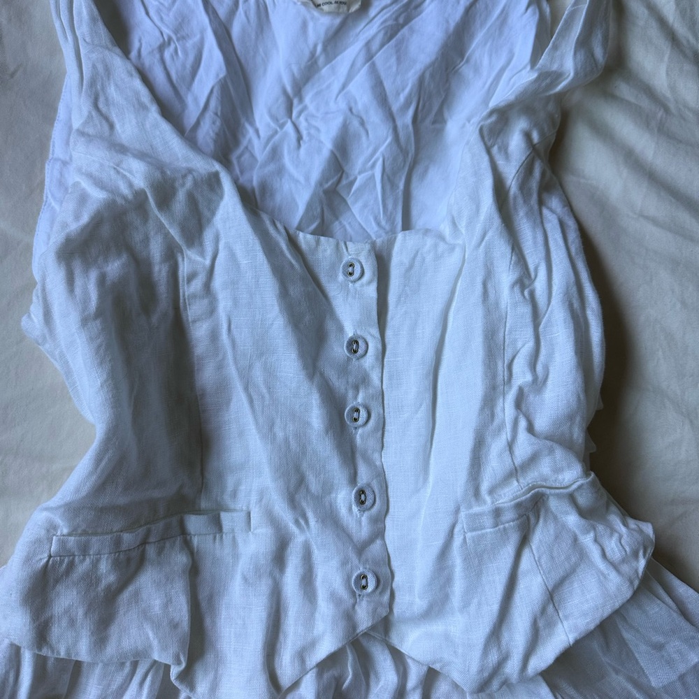 White linen mini Vest Dress verge girl - Picture 4 of 6
